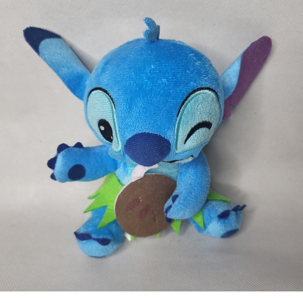 Disney Kids Stitch Hula Plush Coconut Drink Lilo & Stitch Blue 7 inch